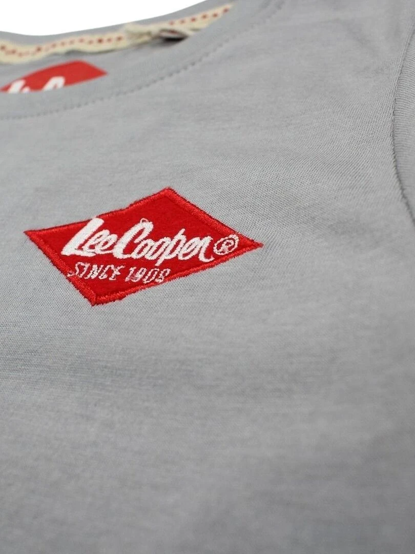 Lee Cooper   T shirt garçon imprimé logo en coton   Gris