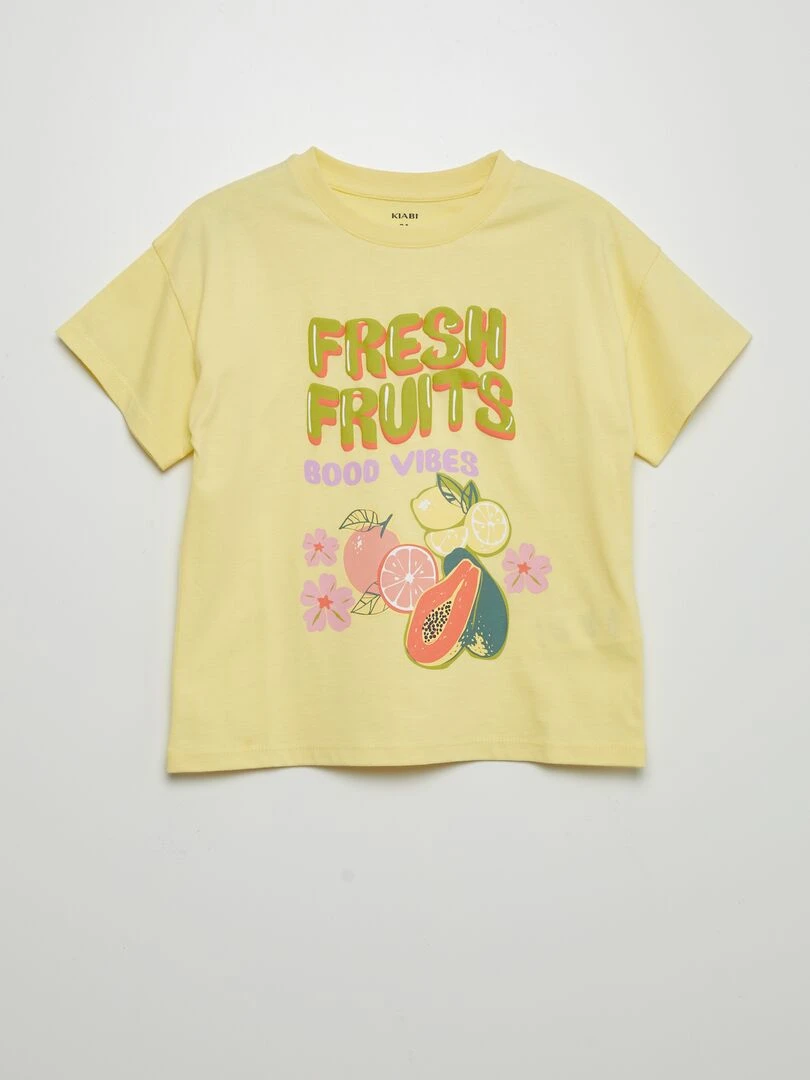 T shirt imprimé 'fruits' Jaune