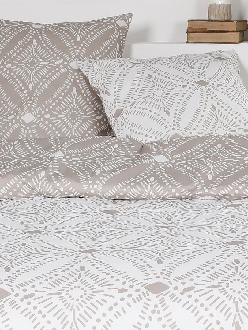 Housse de couette 260x240 Leadville + 2 taies 100% coton flanelle Blanc