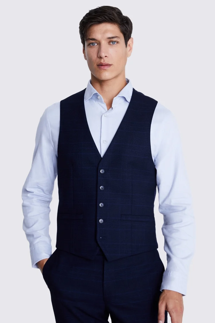 Slim Fit Ink Check Waistcoat Buy Online at Moss