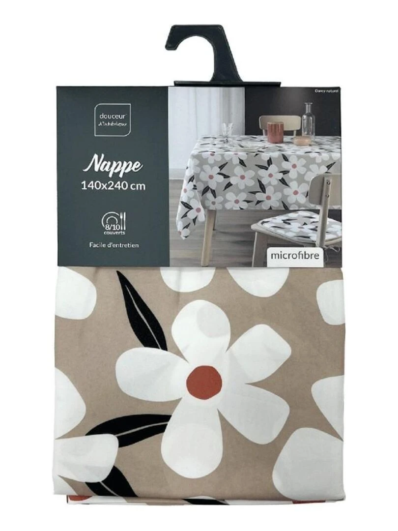 Nappe rectangulaire 140x240 cm Darcy naturel microfibre   Beige