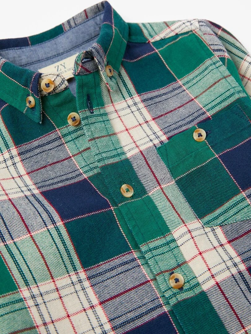 Chemise en coton à carreaux pour garçon 'You&Me' manches longues NOËL   Vert