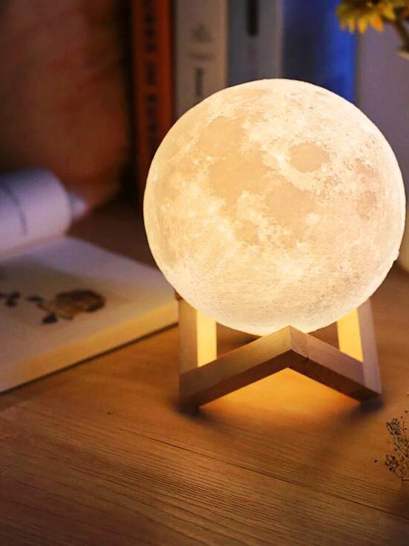 FEERIQUE   Lampe à poser pleine lune 18cm   Beige clair