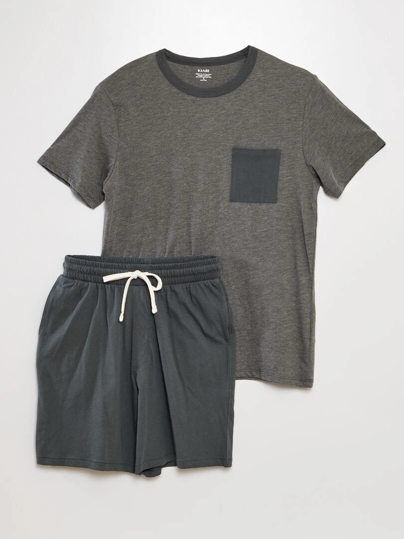 Pyjama court en coton Kaki