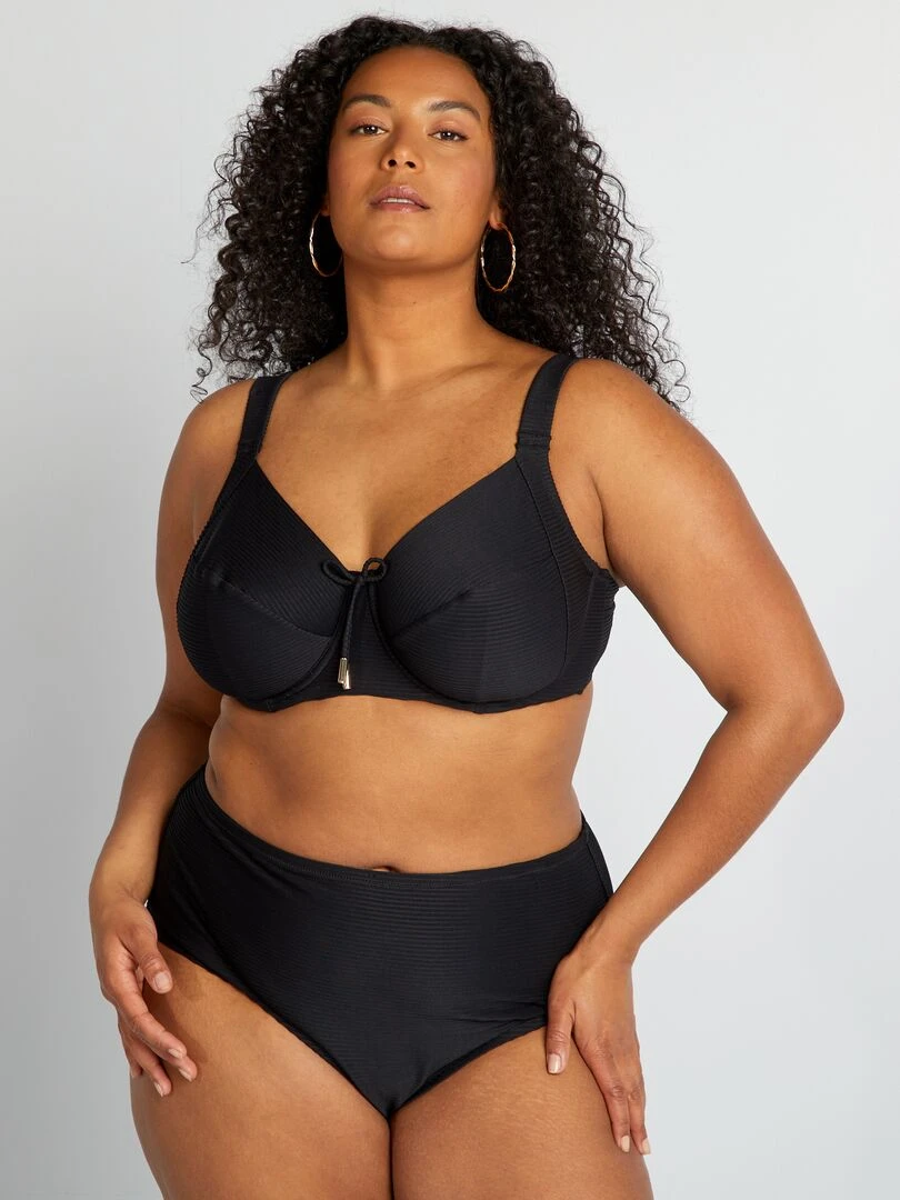 Culotte de bain matière plissée   noir