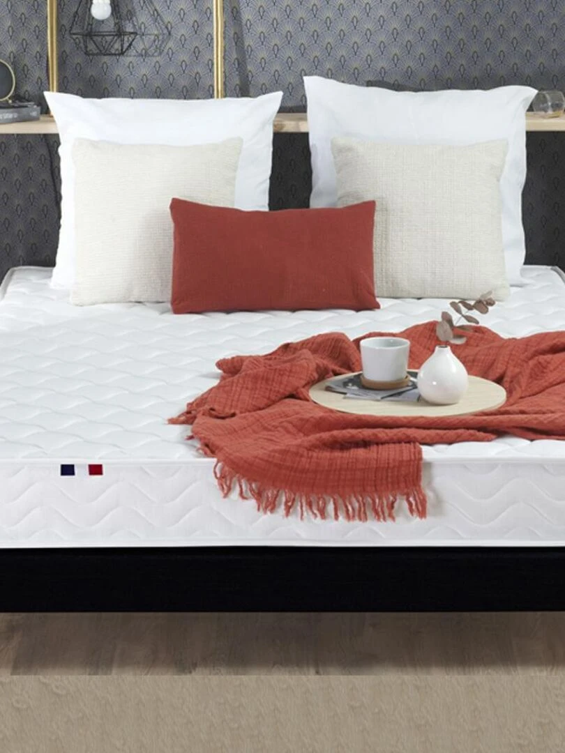 Ensemble Matelas Mousse réversible STRATUS + Sommier Made in France   Sommier Noir   Noir Blanc
