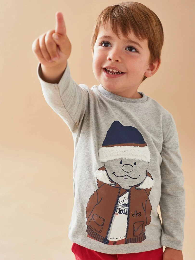 T shirt longues manches Nouky chiné Noukie's Gris