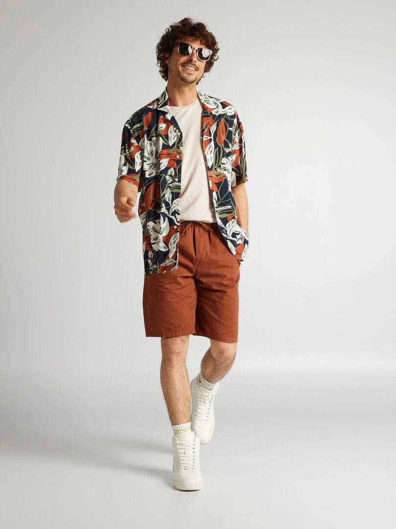 Bermuda chino avec taille élastiquée Marron