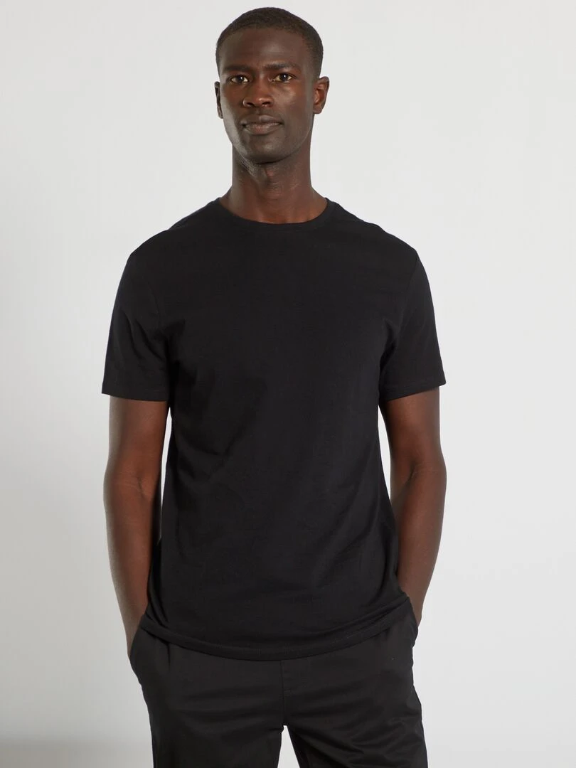 T shirt droit en jersey uni noir