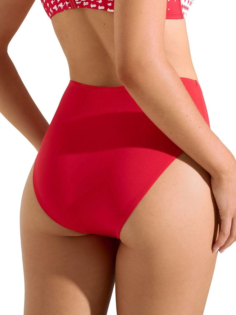 Bas maillot slip de bain échancré taille haute Quito Rouge