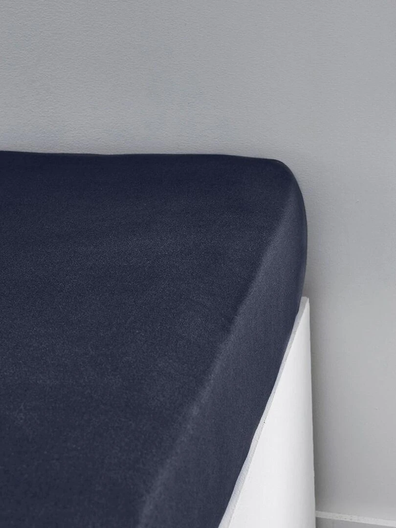 Drap housse 2 personnes uni 'ESSENTIAL' 'TODAY' Bleu marine