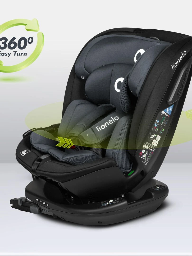 Siège auto bébé évolutif LIONELO Bastiaan RWF i Size Groupe 0/1/2/3 360° ISOFIX Gris Noir Gris