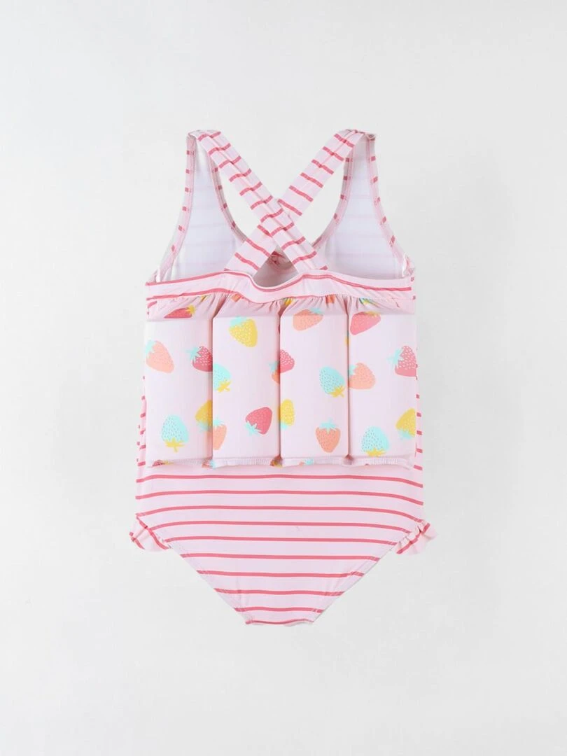 Maillot bouée rayé à imprimés clair/écru Archimède Rose