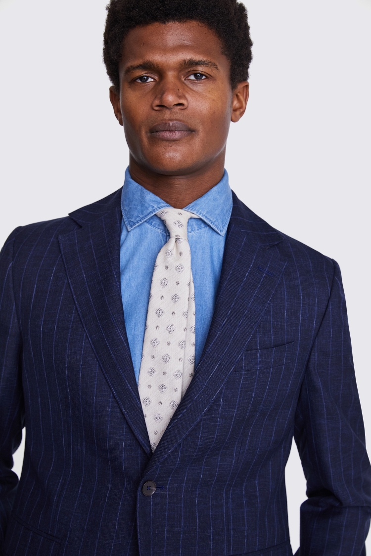 Italian Tailored Fit Navy Stripe Jacket   Buy Online at Moss