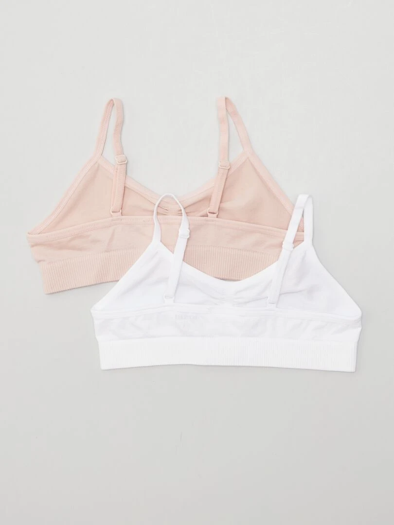 Lot de 2 brassières en jersey Blanc/rose