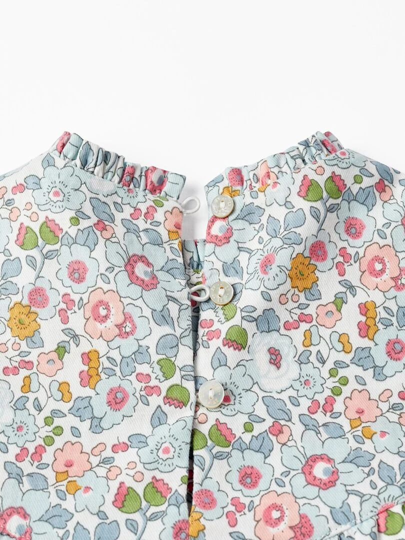 Robe Florale en Coton pour Fille manches longues  ROYALS OFF DUTY   Blanc