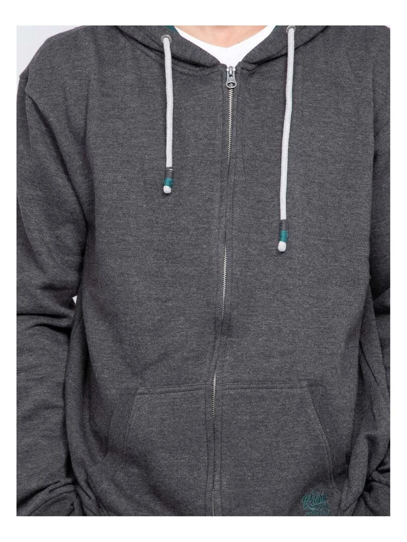 Sweat zippé capuche WAMIN   Gris foncé