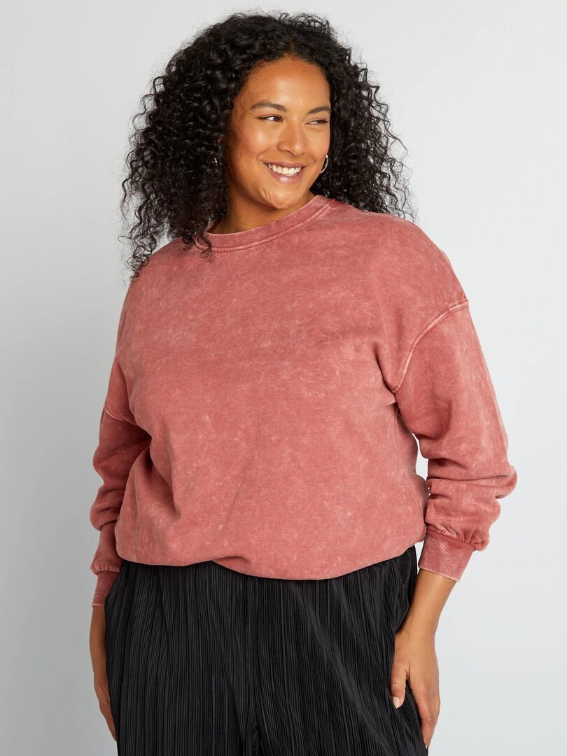 Sweat oversize effet délavé Rouge