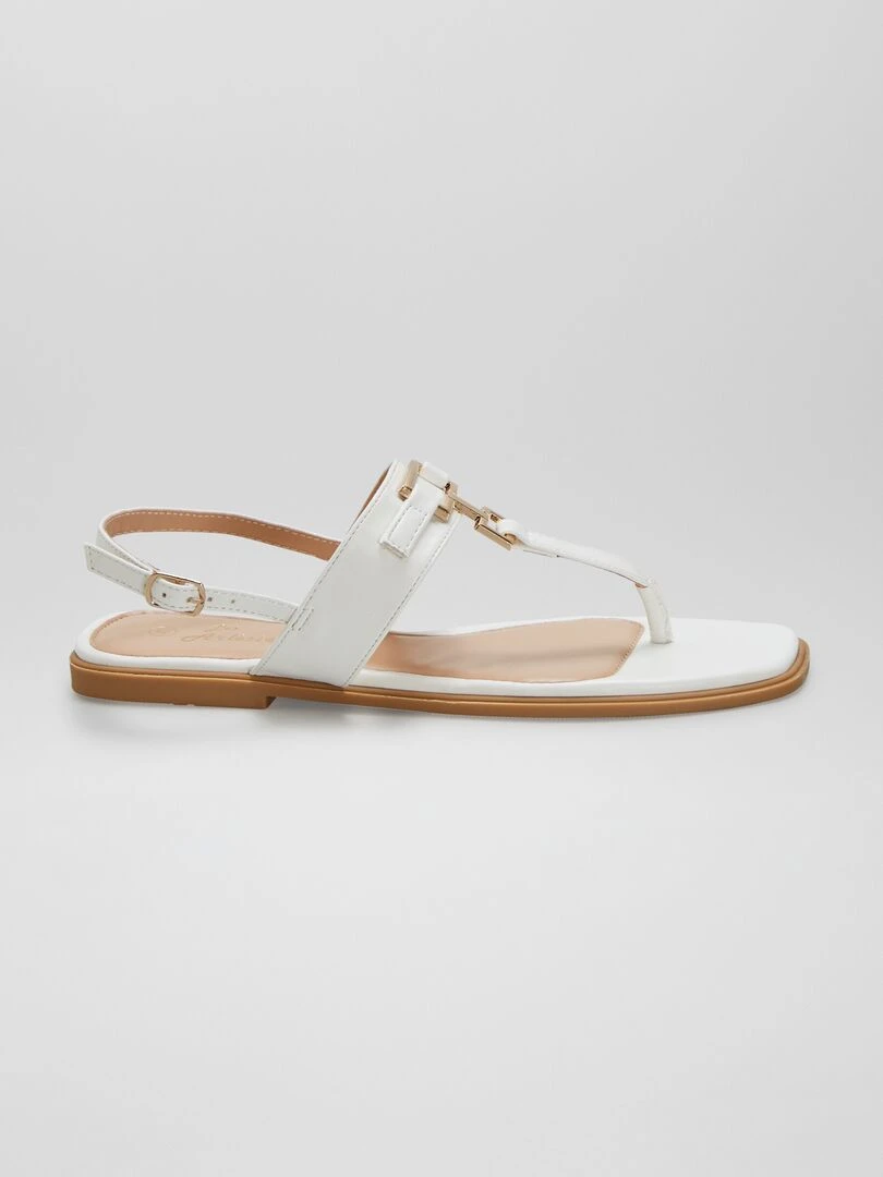 Sandales plates avec entre doigts Blanc