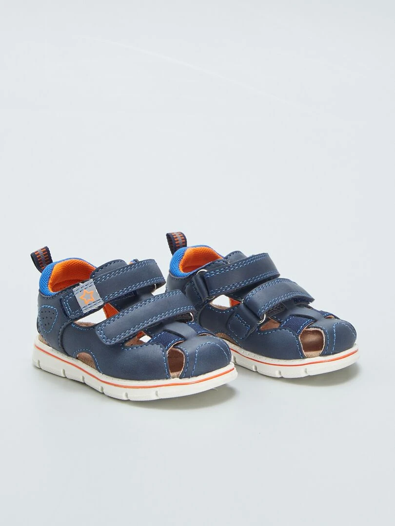 Sandales type sport à scratchs Bleu