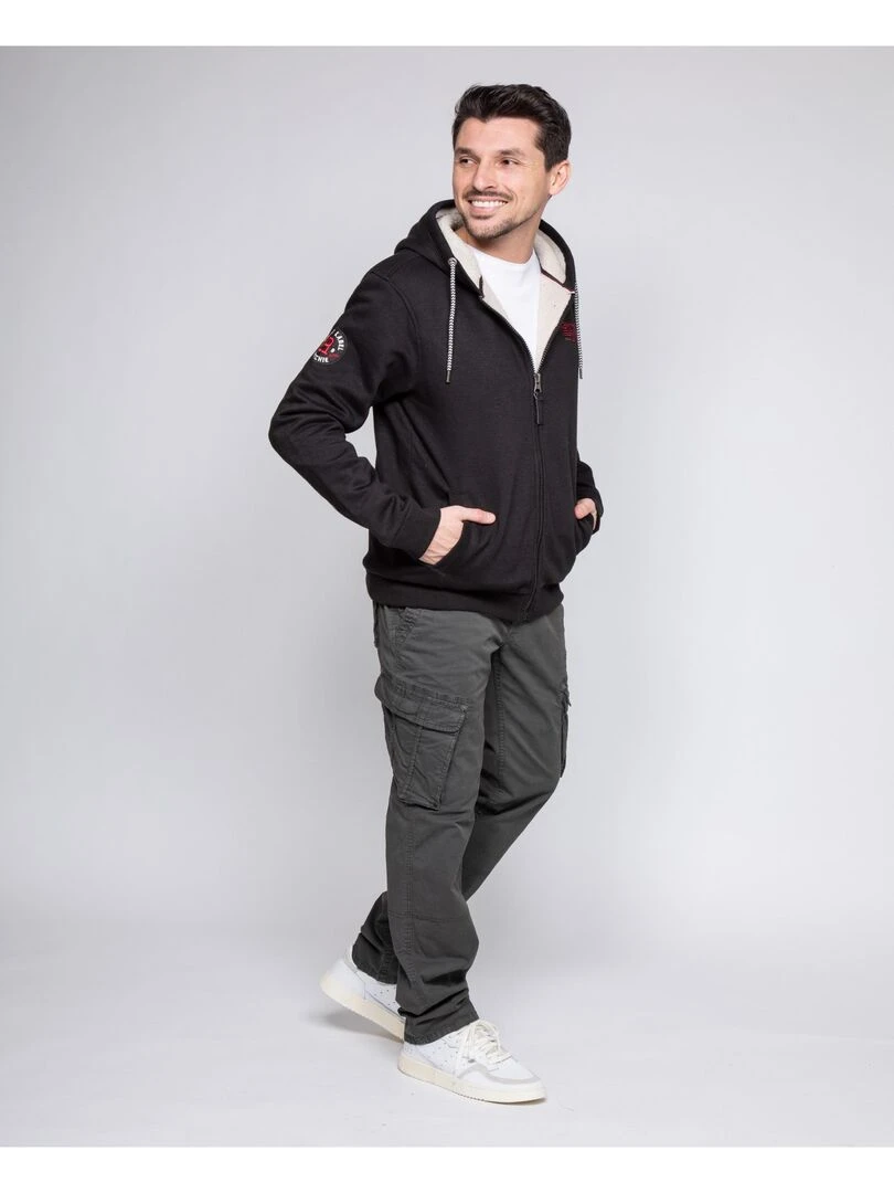 Sweat zippé capuche WARMUP   Noir
