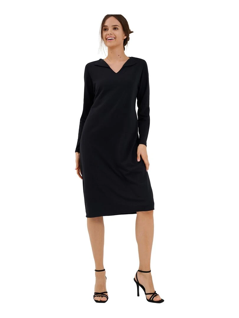 Chemise de nuit manches longues Mia   Noir