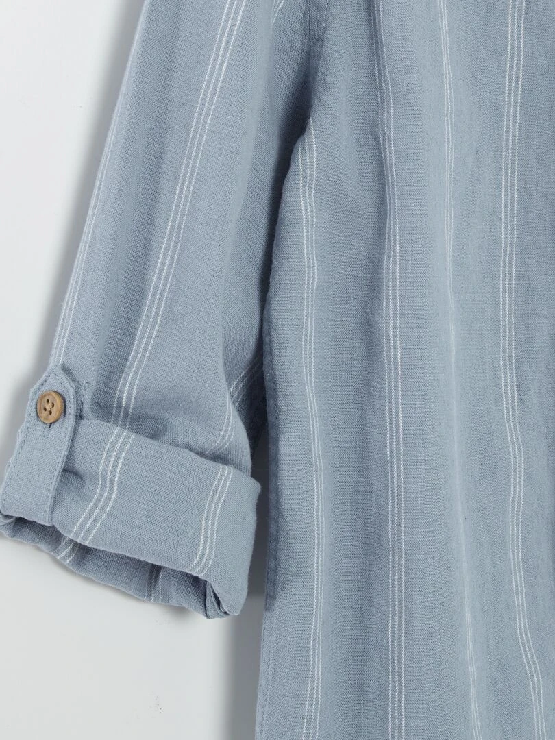 Chemise avec retroussables   BLEU