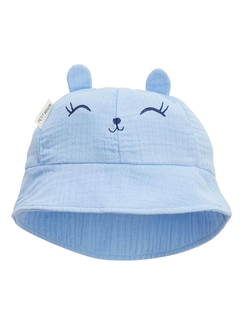 Combishort bébé + chapeau en gaze de coton bleue Bella Chica   Bleu