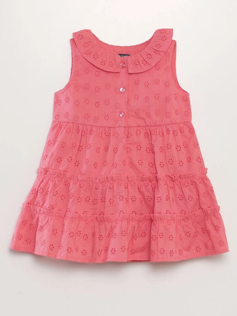 Robe à broderies et bandeau assorti   Rose