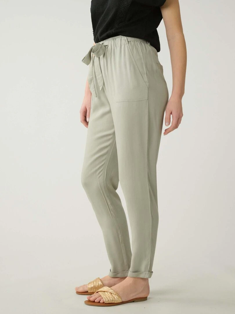Pantalon fluide uni pour femme 'Deeluxe'   Vert tilleul