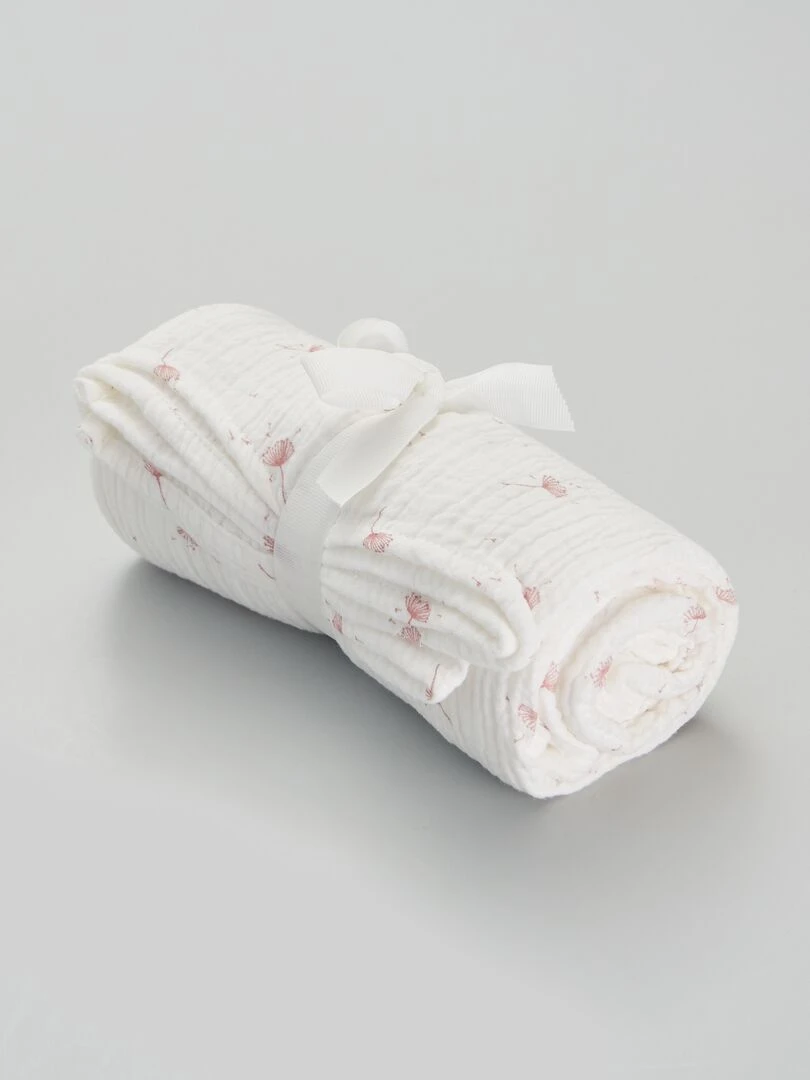 Lange en tissu gaufré Blanc/rose