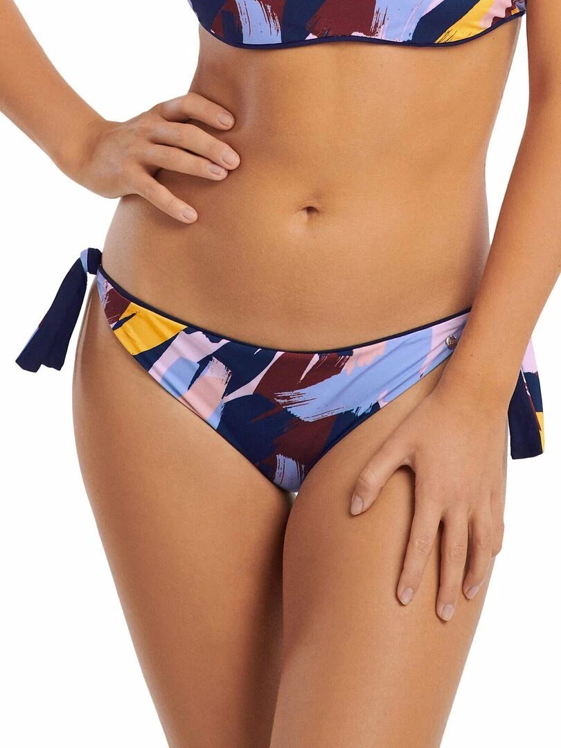 Bas maillot slip de bain réversible à nouettes Panama Violet