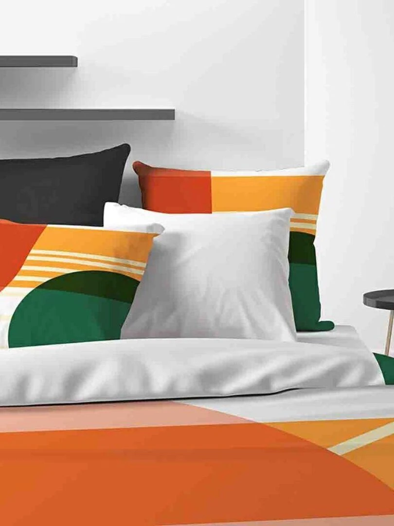 Housse de couette + 2 taies d'oreiller 65x65 cm 100% Coton 47 fils Zoom   Vert