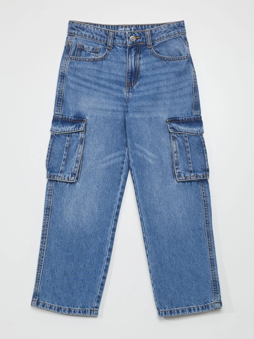 Denim wideleg à poches Bleu