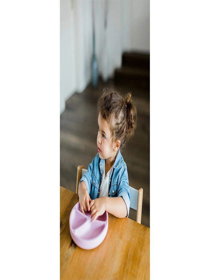 Assiette ventouse en silicone Rose pâle