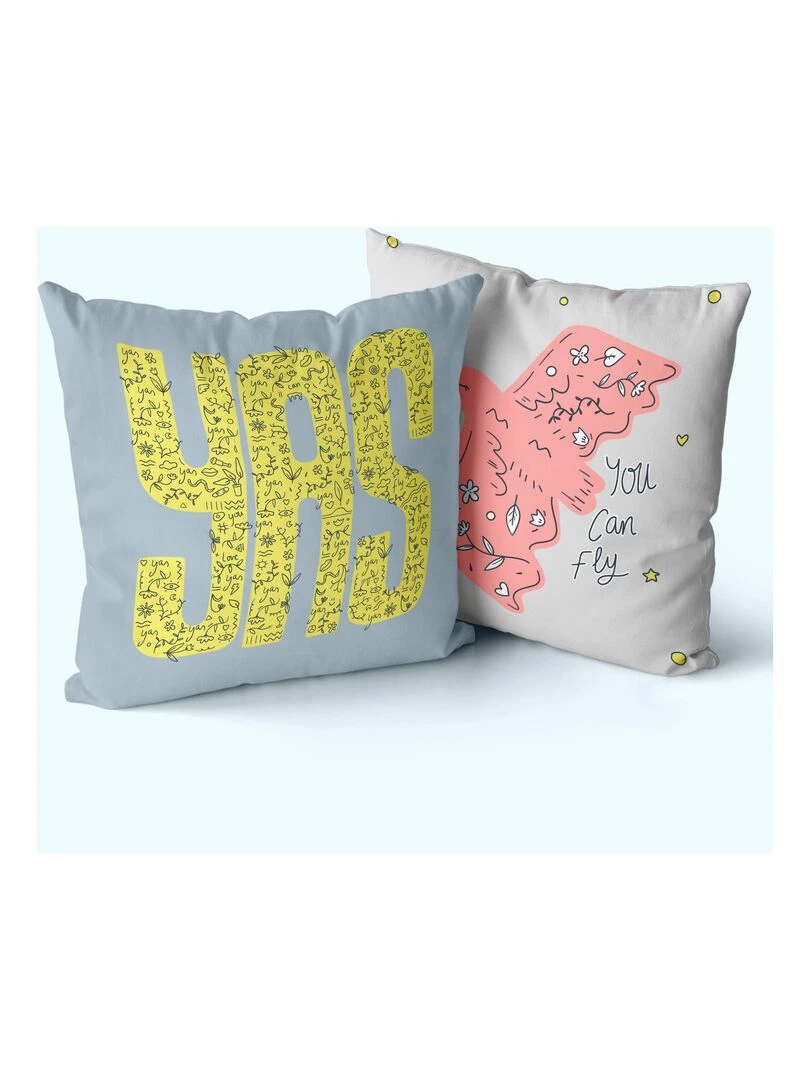 Housse de coussin décoratif Yas "Happyfriday"   Blanc