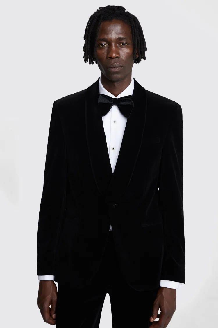 Slim Fit Black Velvet Shawl Lapel Jacket Buy Online at Moss