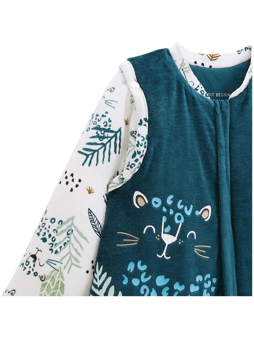 Turbulette d'hiver en velours avec pieds retroussables et manches amovibles Borneo   Bleu