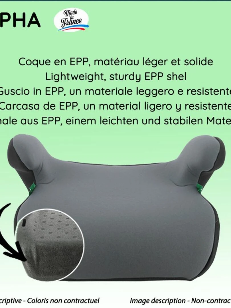 Nania – Rehausseur ceinturé ALPHA 126 150 cm R129 i Size – De 8 à 12 ans – Fabrication Française   Gris