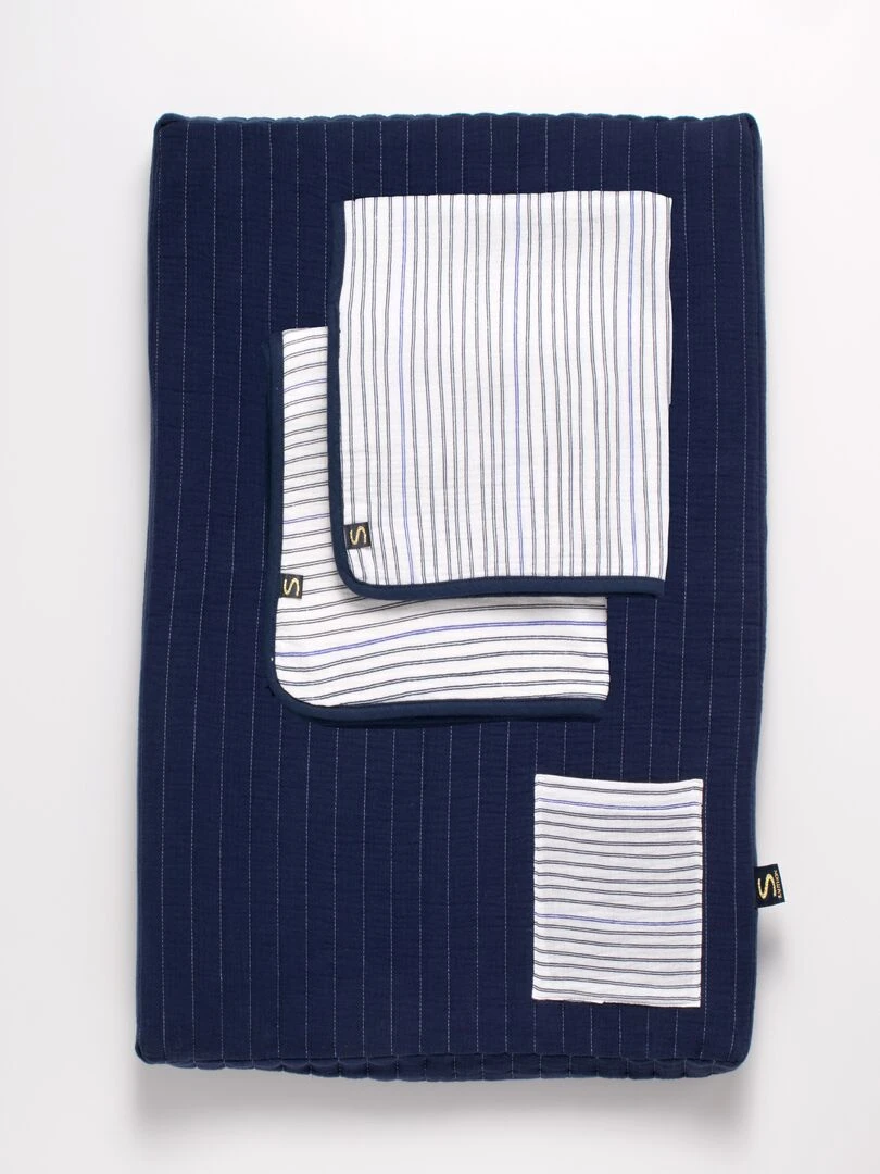 Matelas à langer en double gaze de coton et sa serviette SAUTHON Bleu