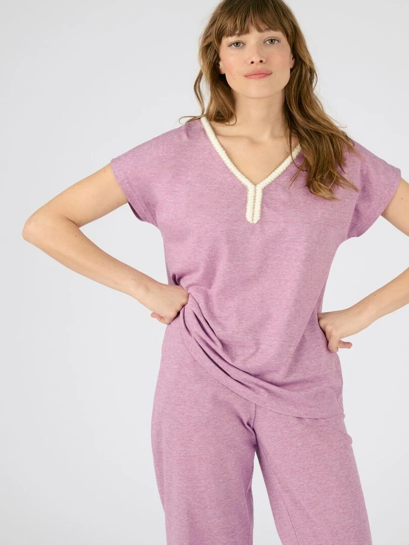 Pyjacourt détails tressés maille jersey recyclée* Climatyl   Damart   Violet