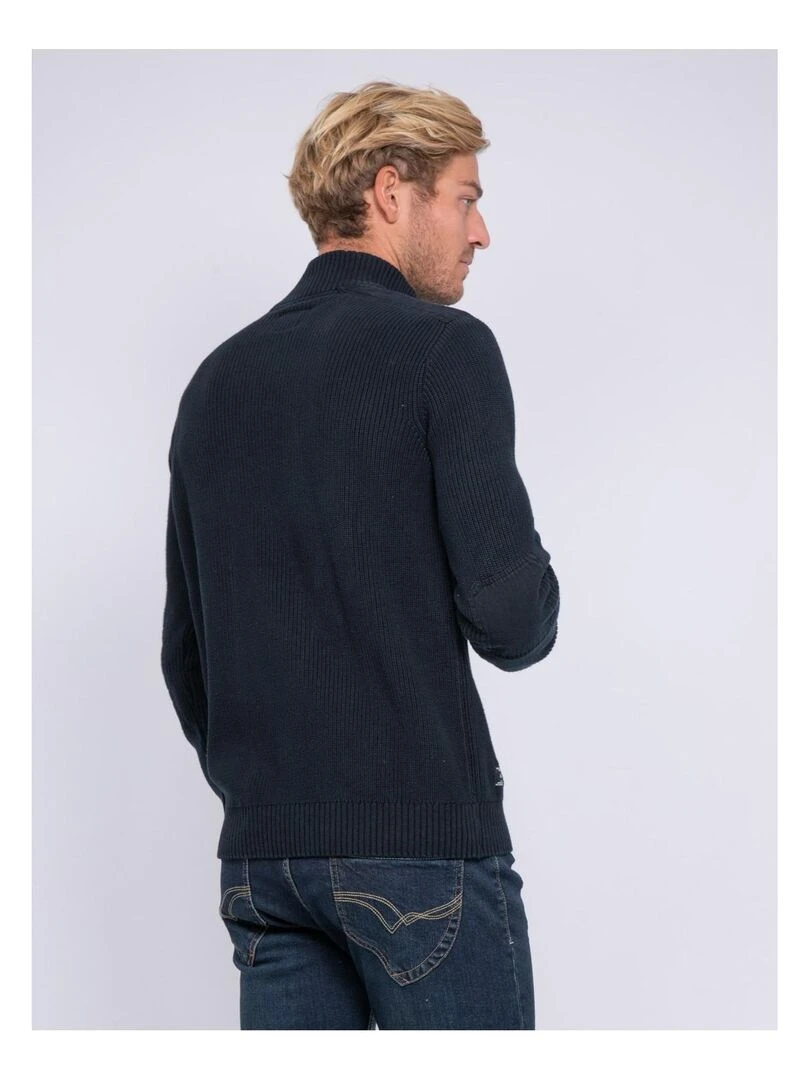 Pull col montant boutonné LOGANI Bleu marine