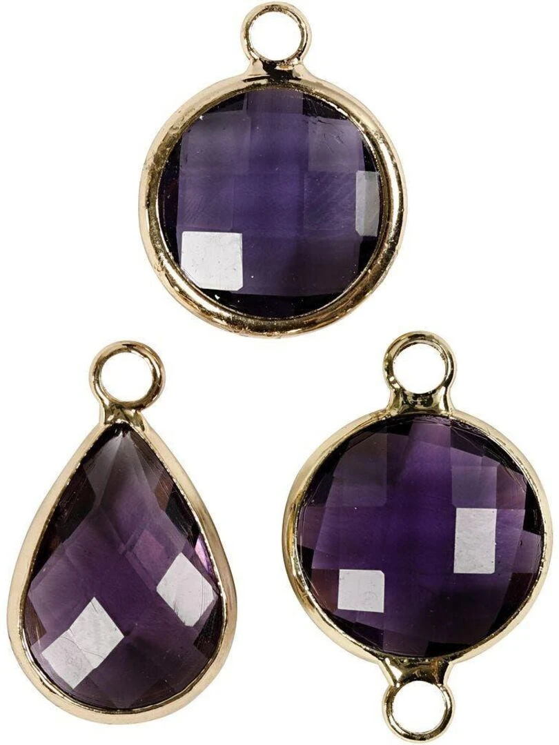 6 pendentifs pour bijoux 15 à 20 cm Violet et doré N/A
