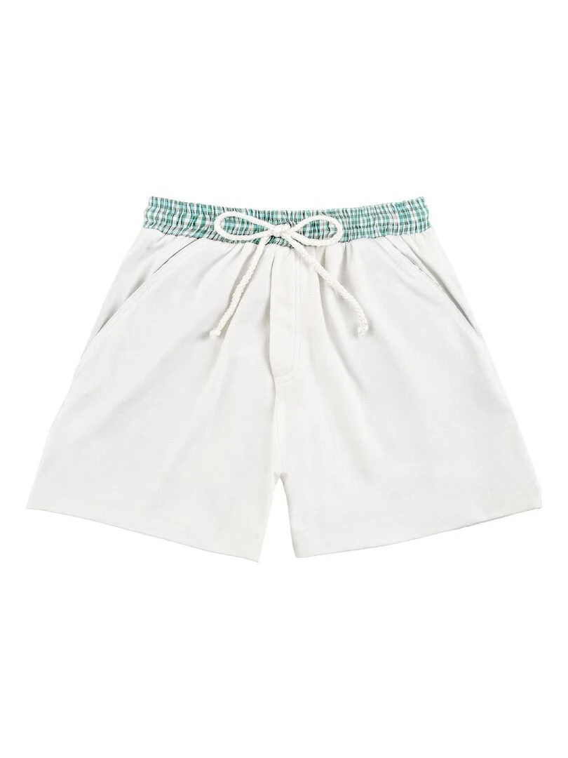 Short de bain carreaux vichy SWIMBOY 'LA FAUTE A VOLTAIRE' Blanc Vert