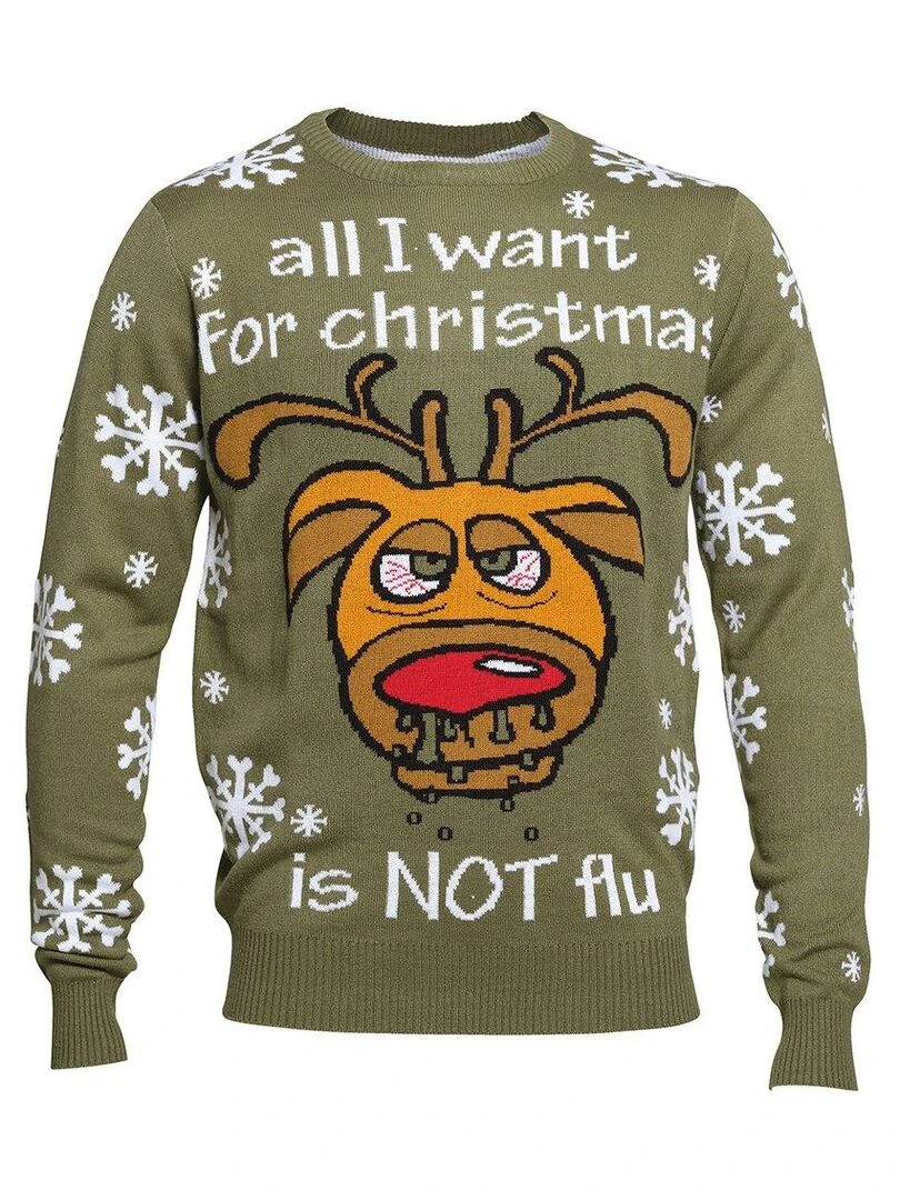Pull de Noël "Goutte au nez" Vert