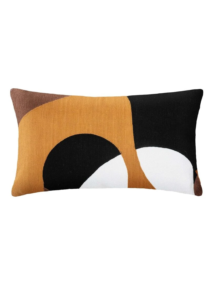 Coussin brodé et déhoussable Jaune
