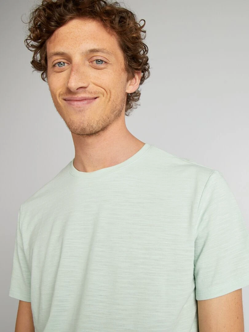 T shirt en jacquard à col rond   Vert