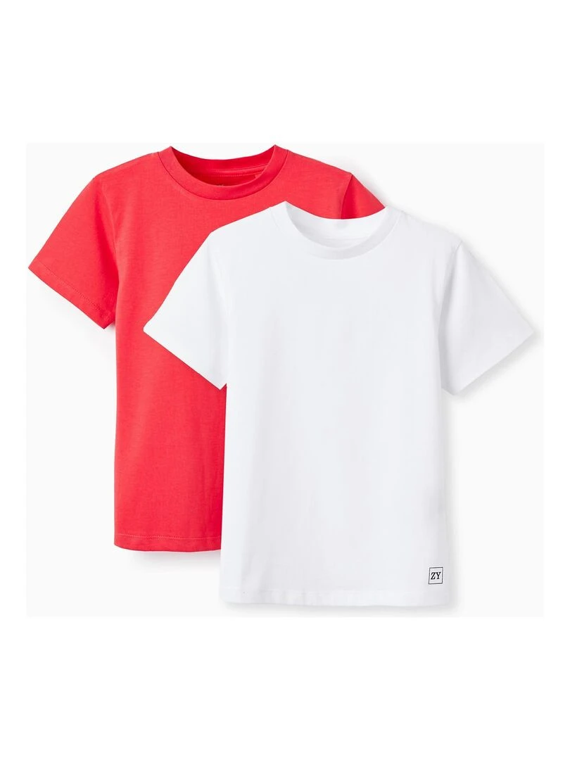 Pack 2 T shirts à manches courtes pour garçon manches courtes Rouge