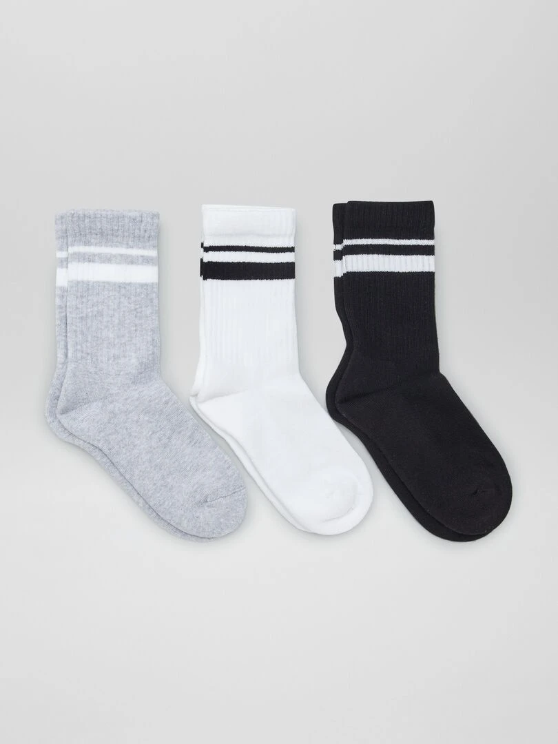 Lot de 3 chaussettes de sport Blanc/gris/noir