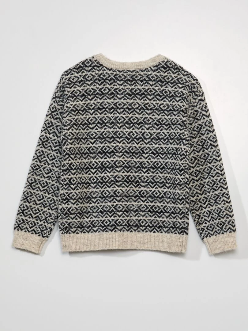 Pull en maille jacquard Beige